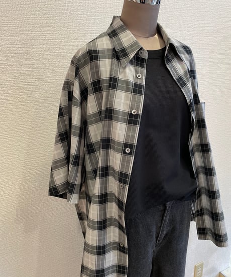 08sircus /cupro cotton check short sleeve over shirt /