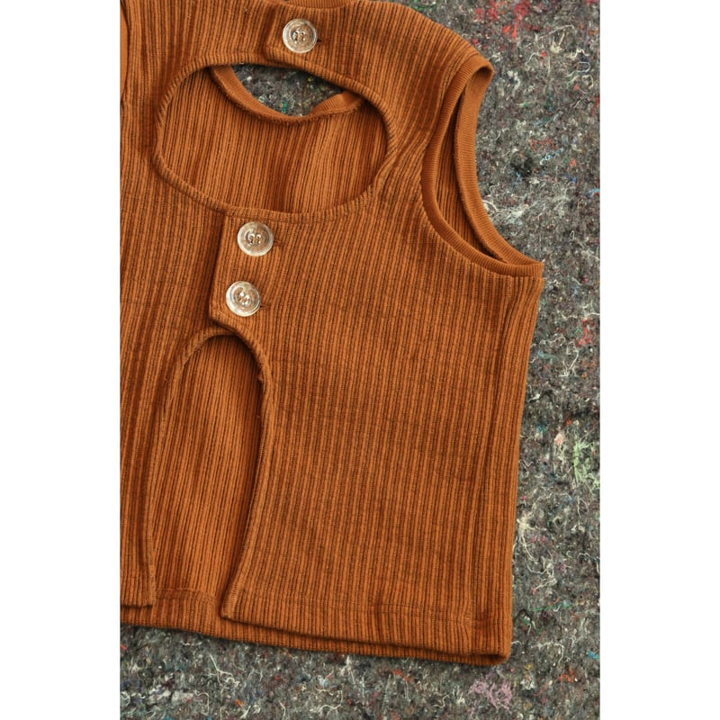ジョンリンクス jonnlynx ニットタンク jonnlynx / block check band tank ( brown / orange ) | JUQUI