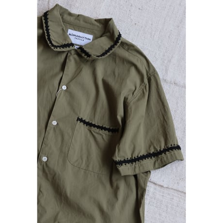 NOMARHYTHM TEXTILE "TRIM EMBROIDERY OPEN COLLAR SHIRT"