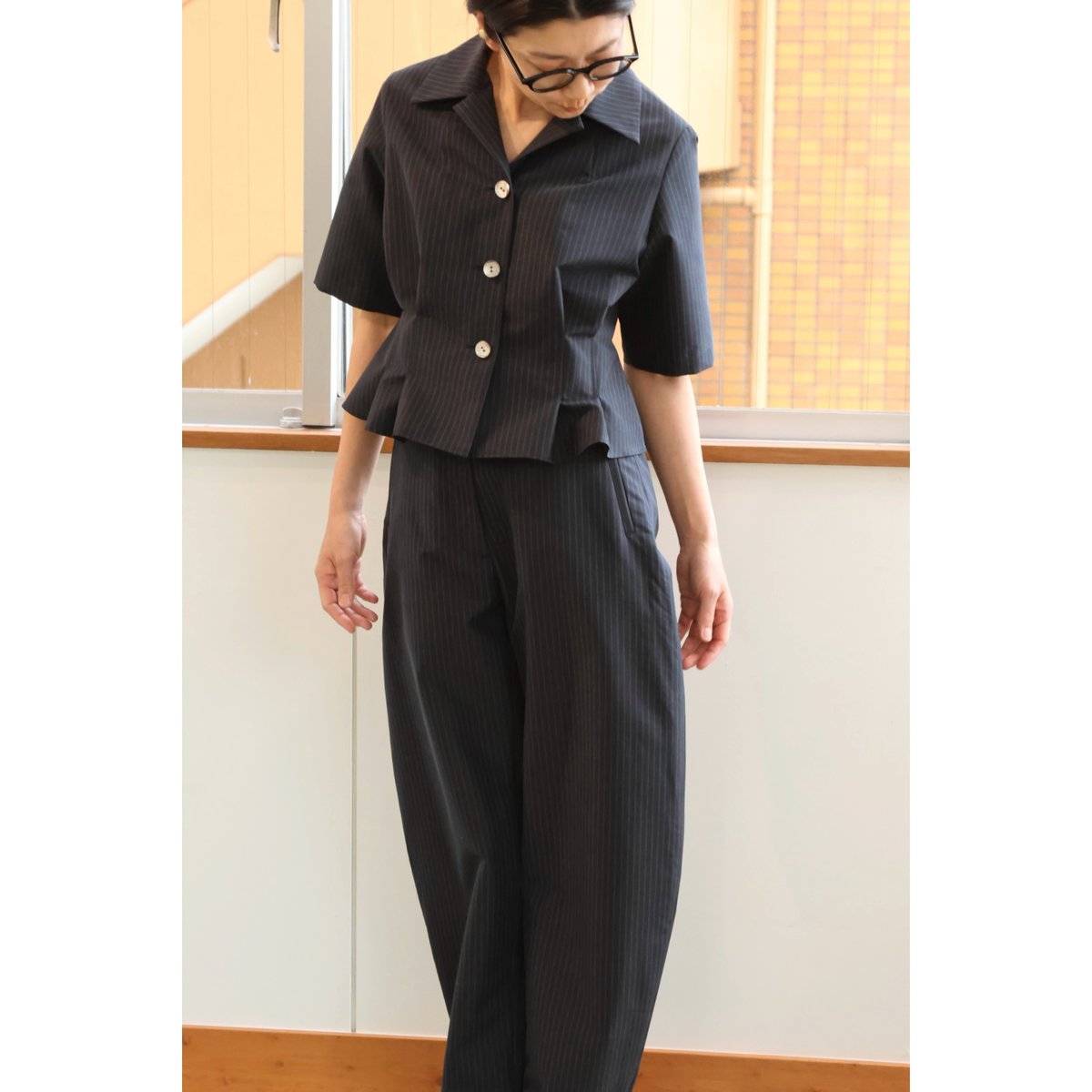 未使用品】Ernie Palo アーニーパロ ストライプハーフスリーブブルゾン