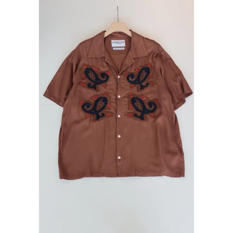 NOMARHYTHM TEXTILE"PAISLEY EMBROIDERY OPEN COLLAR SHIRT"