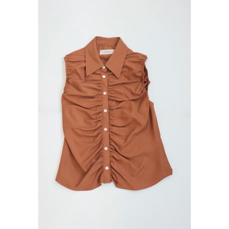 Ernie Palo "Silk Nidom Sleeveless Gather Shirt"
