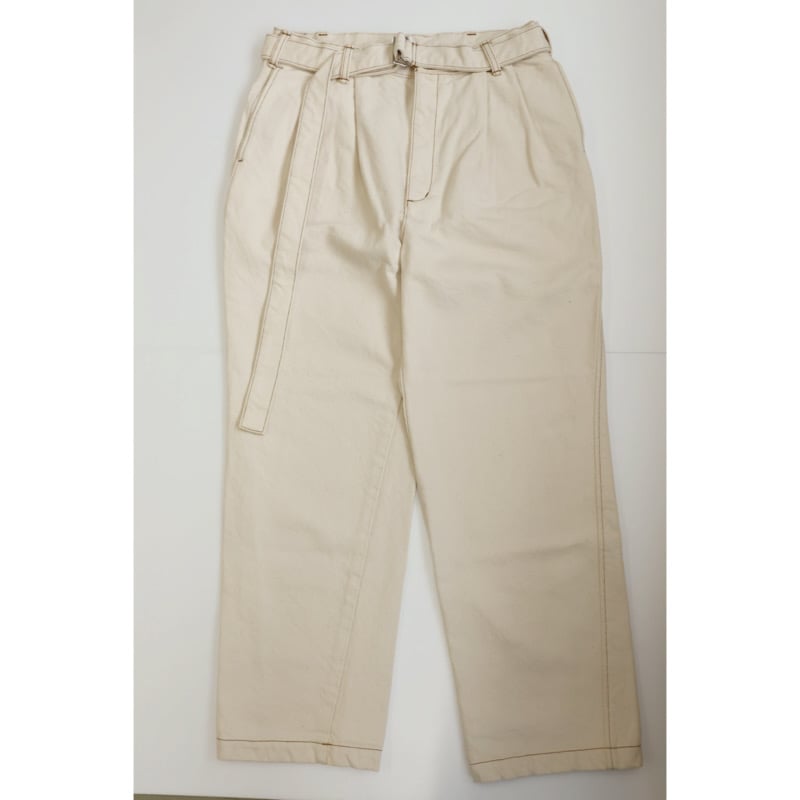 美品 SEEALL BELTED PANTS コットン 2 ベージュ 美品 SEEALL