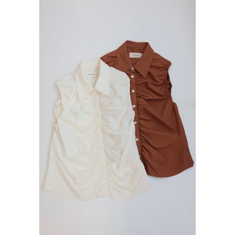 Ernie Palo "Silk Nidom Sleeveless Gather Shirt"