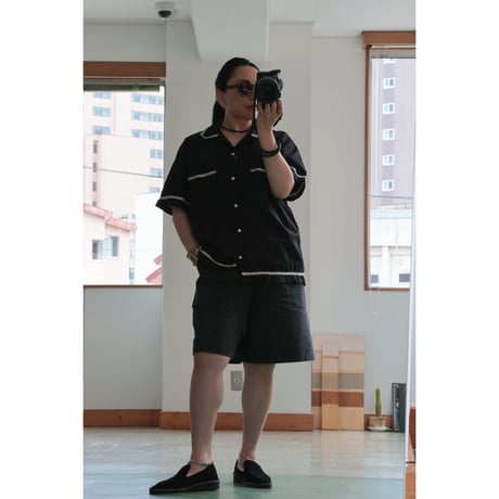 NOMARHYTHM TEXTILE "TRIM EMBROIDERY OPEN COLLAR SHIRT"