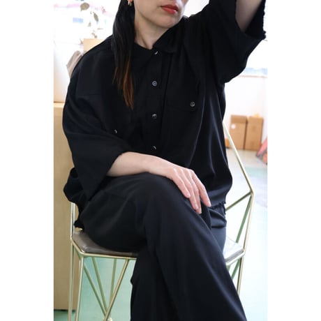 MYTHINKS "MY SILK RAYON REMAKE SHIRTS"BLACK