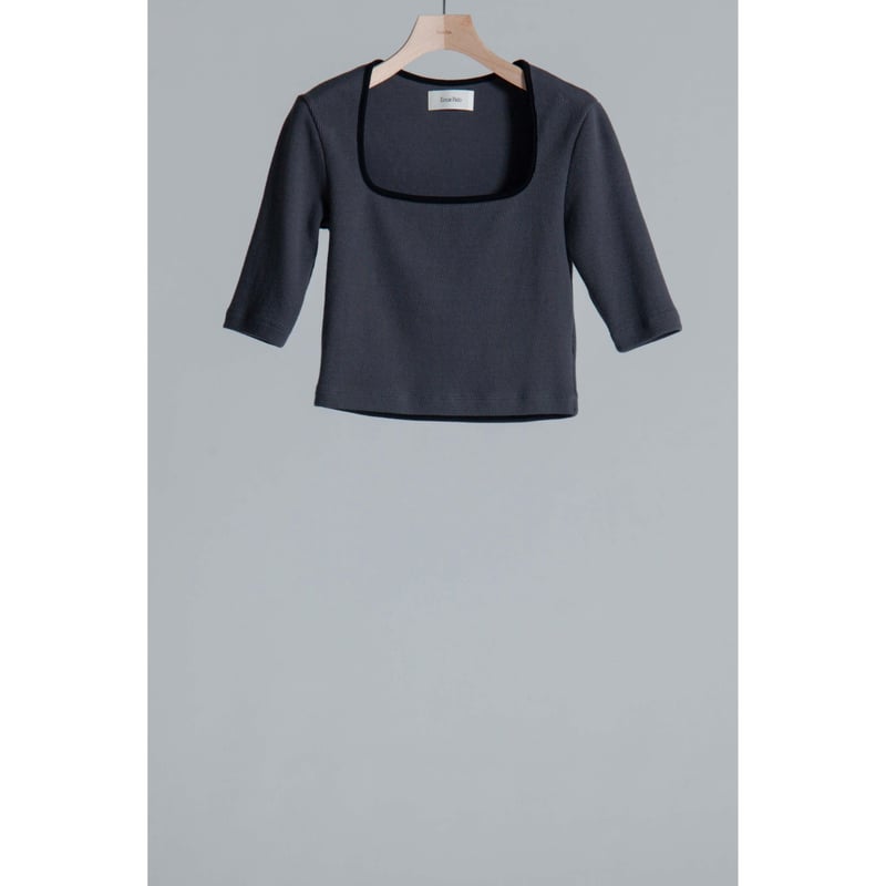 Ernie Palo / アーニーパロ | Square neck Rib L/S / スクエア カットソー トップス | 40 | ブルー | レディース Ernie Palo / アーニーパロ | Square neck Rib L/S / スクエア
