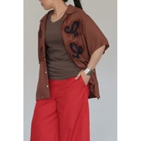 NOMARHYTHM TEXTILE"PAISLEY EMBROIDERY OPEN COLLAR SHIRT"