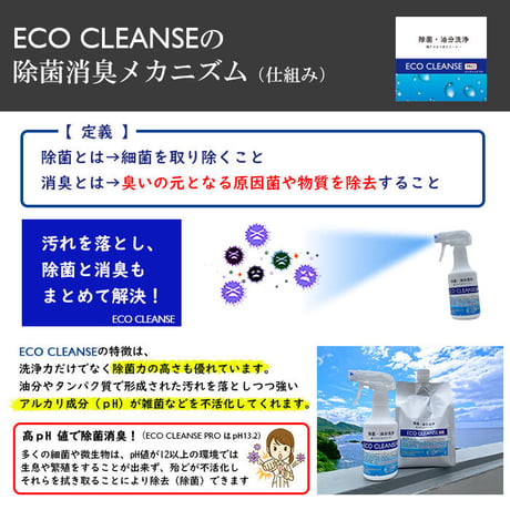アルカリ除菌クリーナー 油分洗浄 除菌 消臭 無添加 ECO エコクレンズプロ 300ml アルミパック 送料無料 専用クロス付き【送料無料】