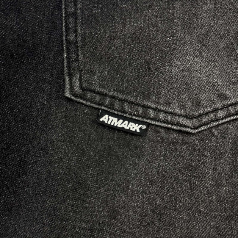 Atmark デニム ロゴマーク ATMARK デニムパンツ ブラック 刺繍 