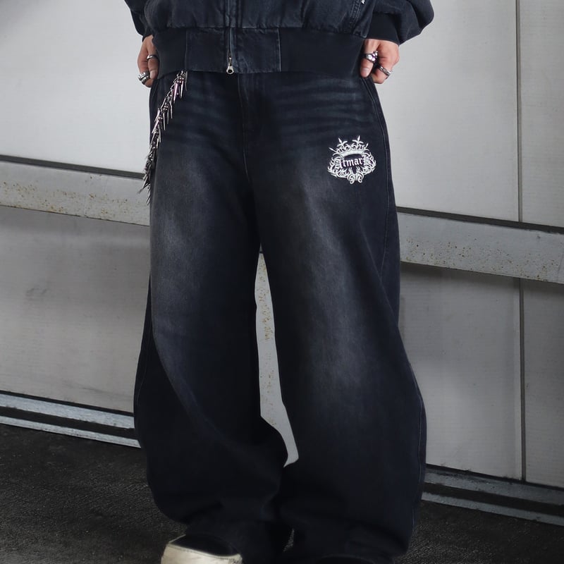 tmark trival crown logo buggy denim pants | @t