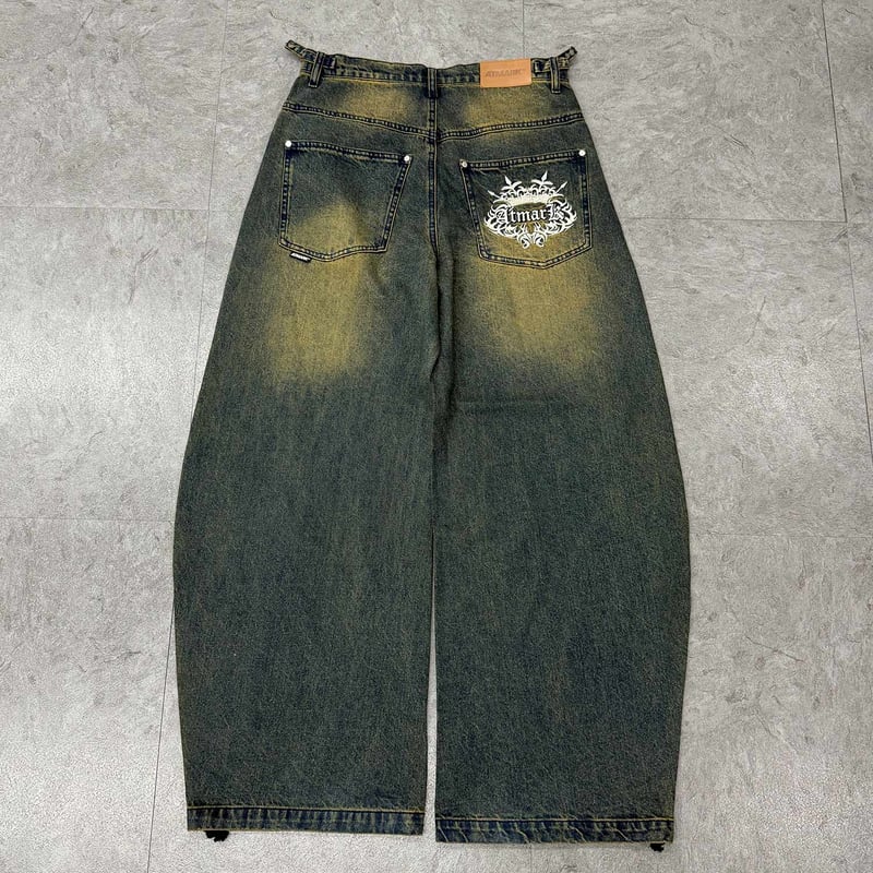 tmark trival crown logo buggy denim pants | @t