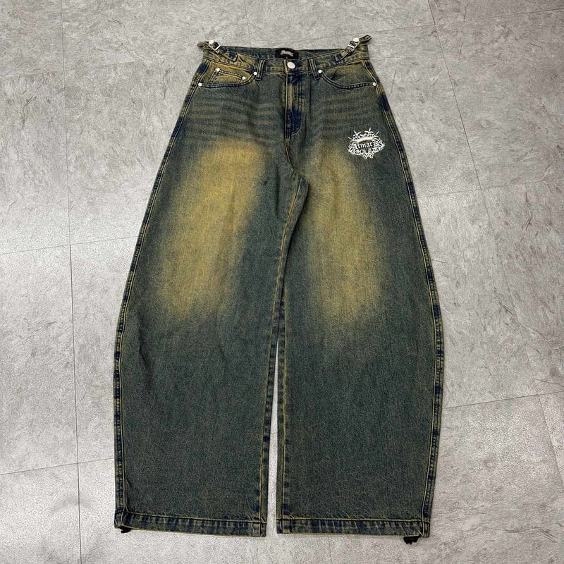 tmark trival crown logo buggy denim pants | @t