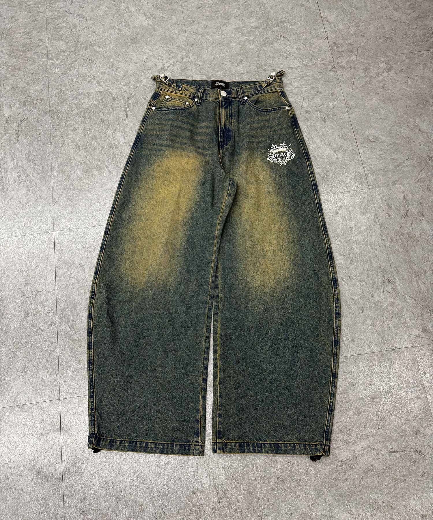 tmark trival crown logo buggy denim pants | @t