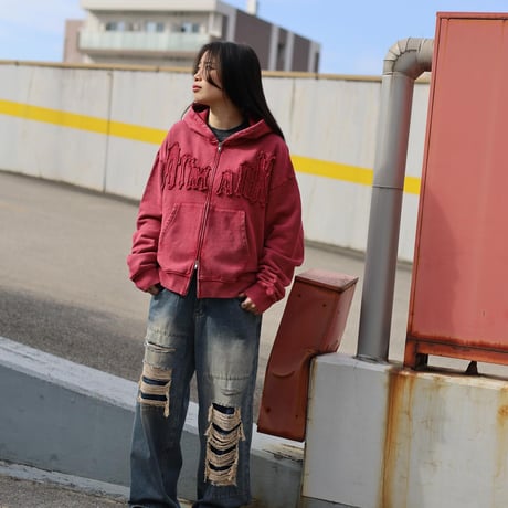 @tmark pigment  fringe  middle zip hoodie