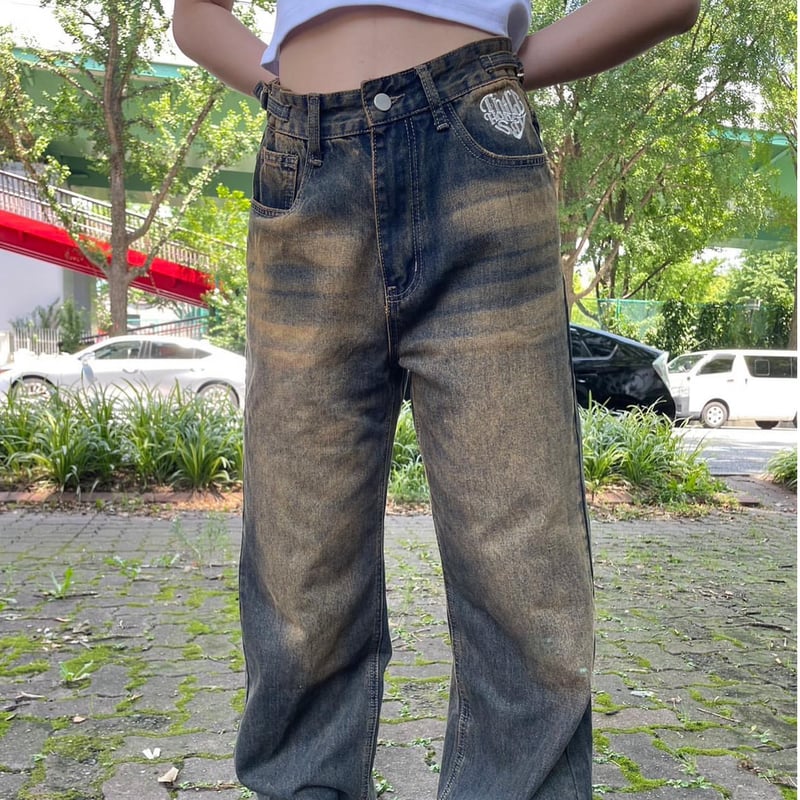 tmark heart logo denim pants | @tmark