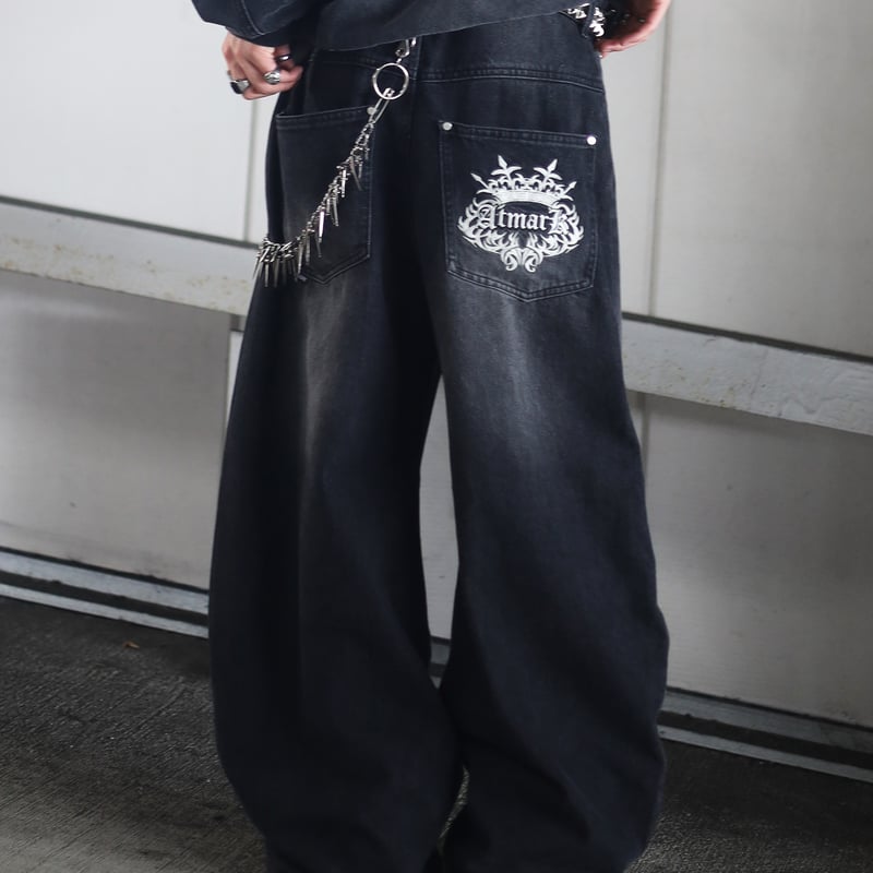 tmark trival crown logo buggy denim pants | @t