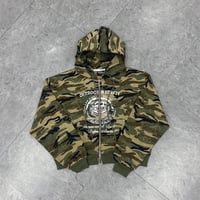 silver print camouflage short zip hoodie