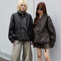 @tmark cross logo emboss leather jacket
