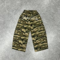 silver print camouflage ballel leg pants