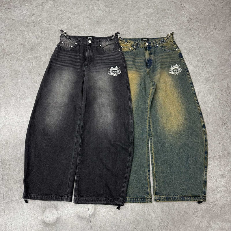 tmark trival crown logo buggy denim pants | @t