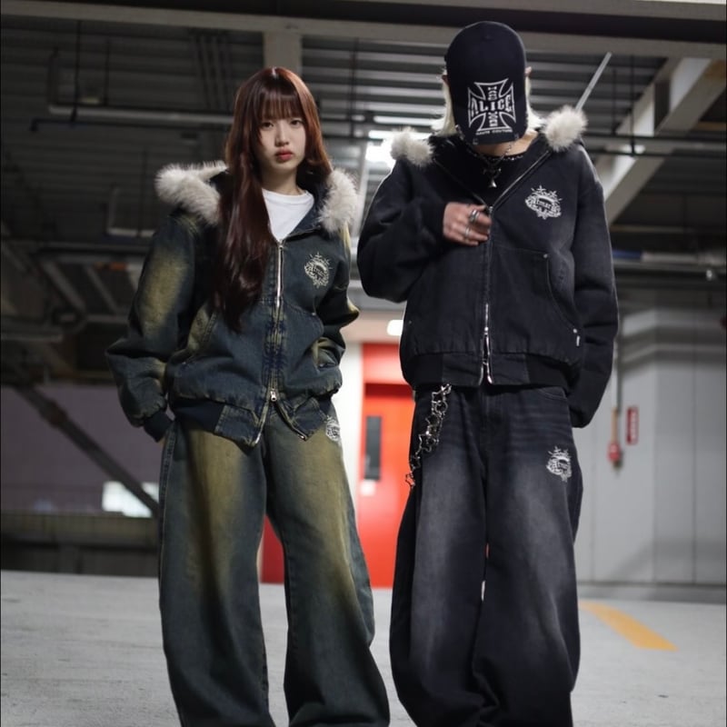 tmark trival crown logo denim detachable quilt