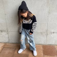 クロップドシャギーニット