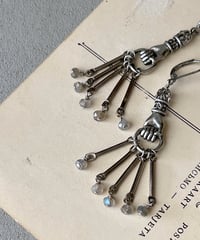 オリジナル ハンドモチーフ ピアス ラブラドライト 天然石 金属アレルギー対応