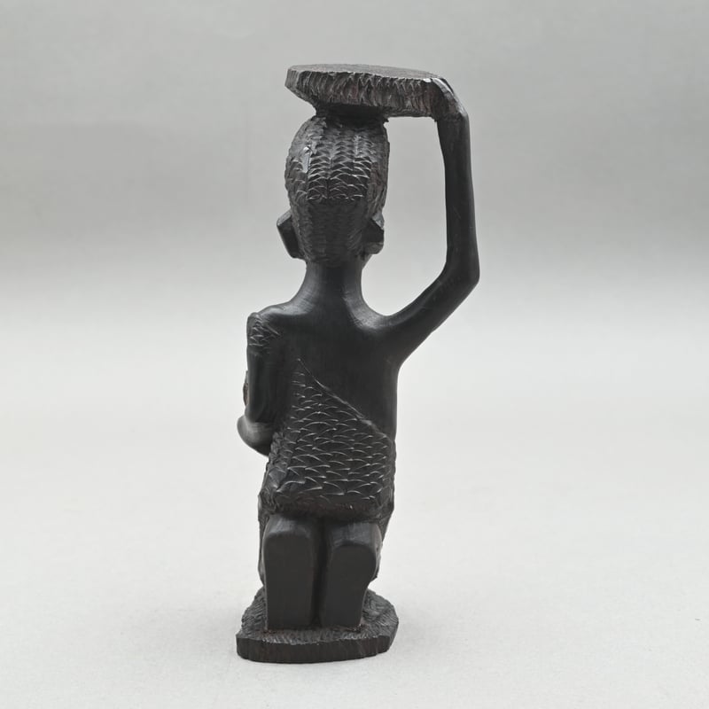 アフリカ　マコンデ彫刻　2個 アフリカ タンザニア マコンデ ウジャマ 黒檀彫刻 43cm 木彫り