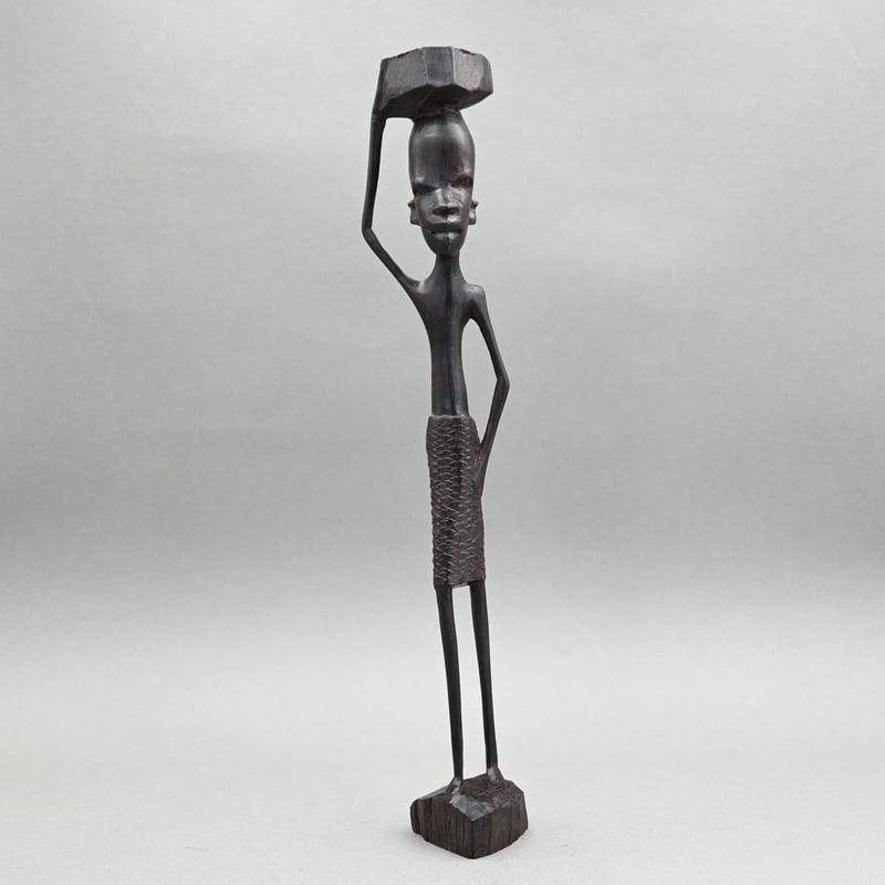 アフリカ　マコンデ　黒檀彫刻 アフリカ タンザニア マコンデ ウジャマ 黒檀彫刻 32cm 木彫り