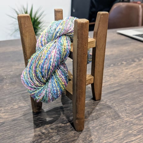 dyed yarn x Ring Yarn 　染糸×リングヤーン127m (黄青桃緑白ミックス)
