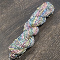 dyed yarn x Ring Yarn 　染糸×リングヤーン127m (黄青桃緑白ミックス)