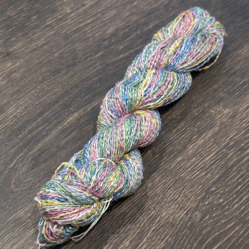 dyed yarn x Ring Yarn 染糸×リングヤーン127m (黄青桃緑白 dyed yarn x Ring Yarn 染糸×リングヤーン127m (黄青桃緑白