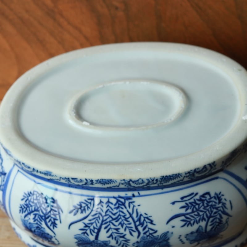 青花双耳楕円魚缶 小 | atelier mother leaf