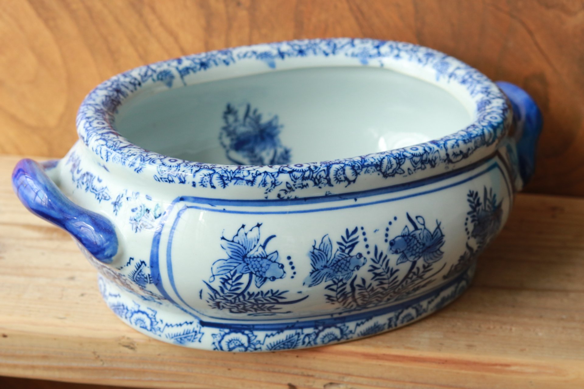 青花双耳楕円魚缶 小 | atelier mother leaf