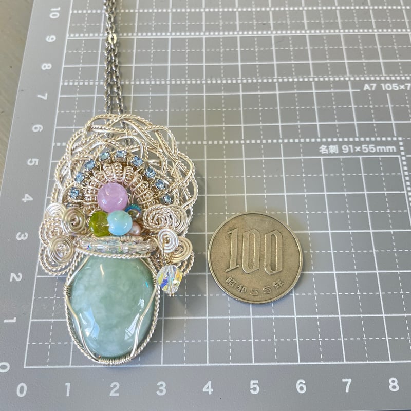 大き目サイズ『翡翠』のワイヤーネックレス | ワイヤーアクセサリーR