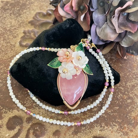 ディープローズクォーツ　20ミリサーモンピンク 天然石ブレスレットディープローズクォーツ20ミリサーモンピンク