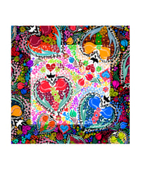 Heart tulip flower with C'est la vie 45x45cm  Silk cotton
