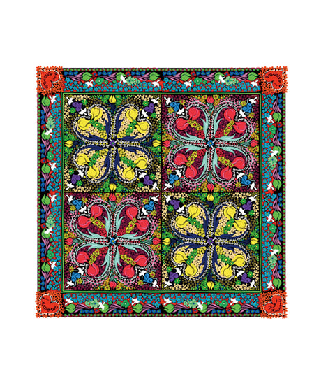 Flower Garden Dark  90x90cm  Silk