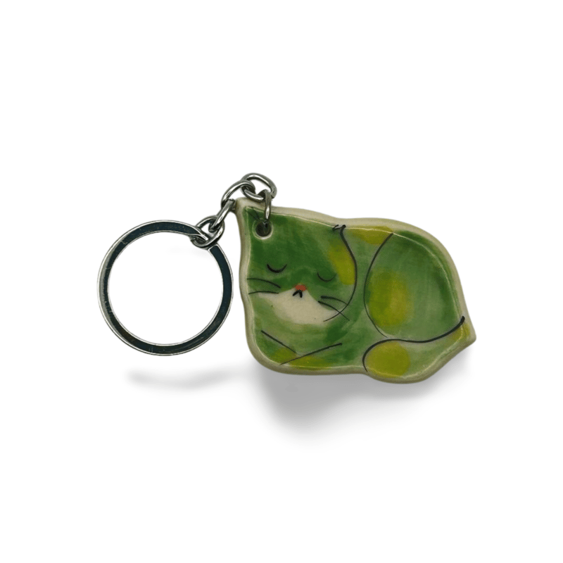 ベトナム ハノイ Bat trang (バッチャン焼き)猫 陶器 ストラップ