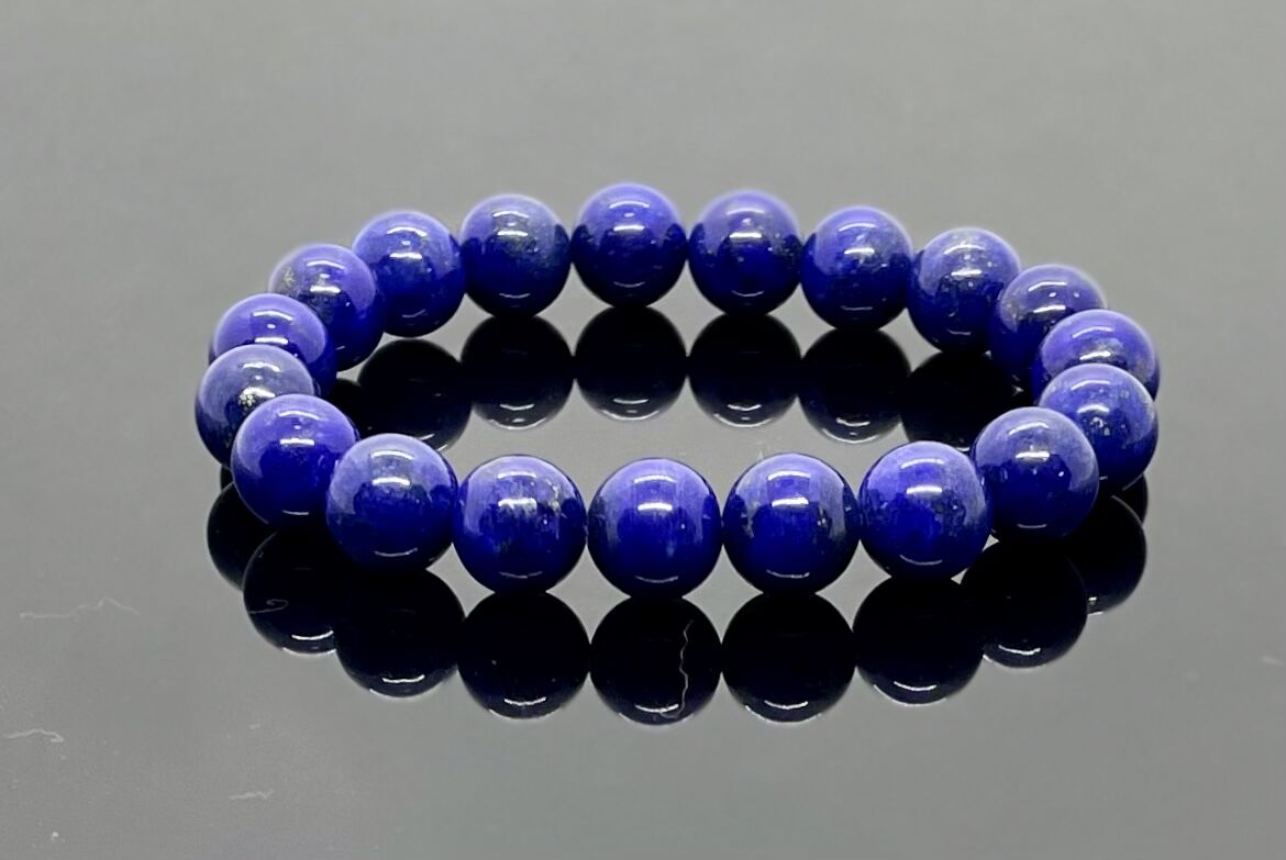 高品質ラピスラズリ（最高級）ブレスレット 10mm 玉 内径役16.5cm