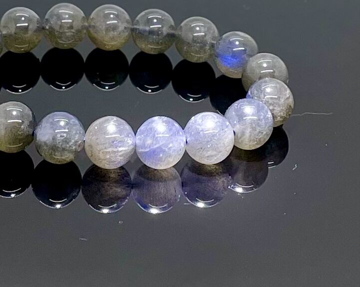 高品質✿超美品❀大玉❀スター入り✿天然石ブラックラブラドライト約12.2㍉ 高品質]ブラックラブラドライトスター入りブレスレット（約12mm玉