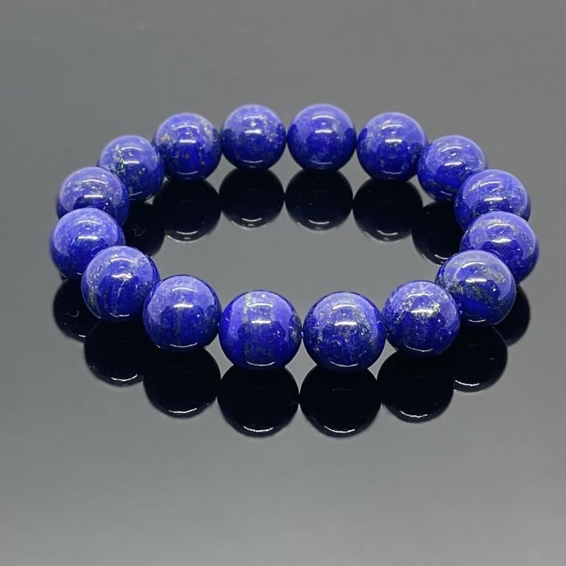 大玉ラピスラズリブレスレット 約13.5mm(±0.5) (鑑別書付き 大玉ラピスラズリブレスレット 約13.5mm(±0.5) (鑑別書付き
