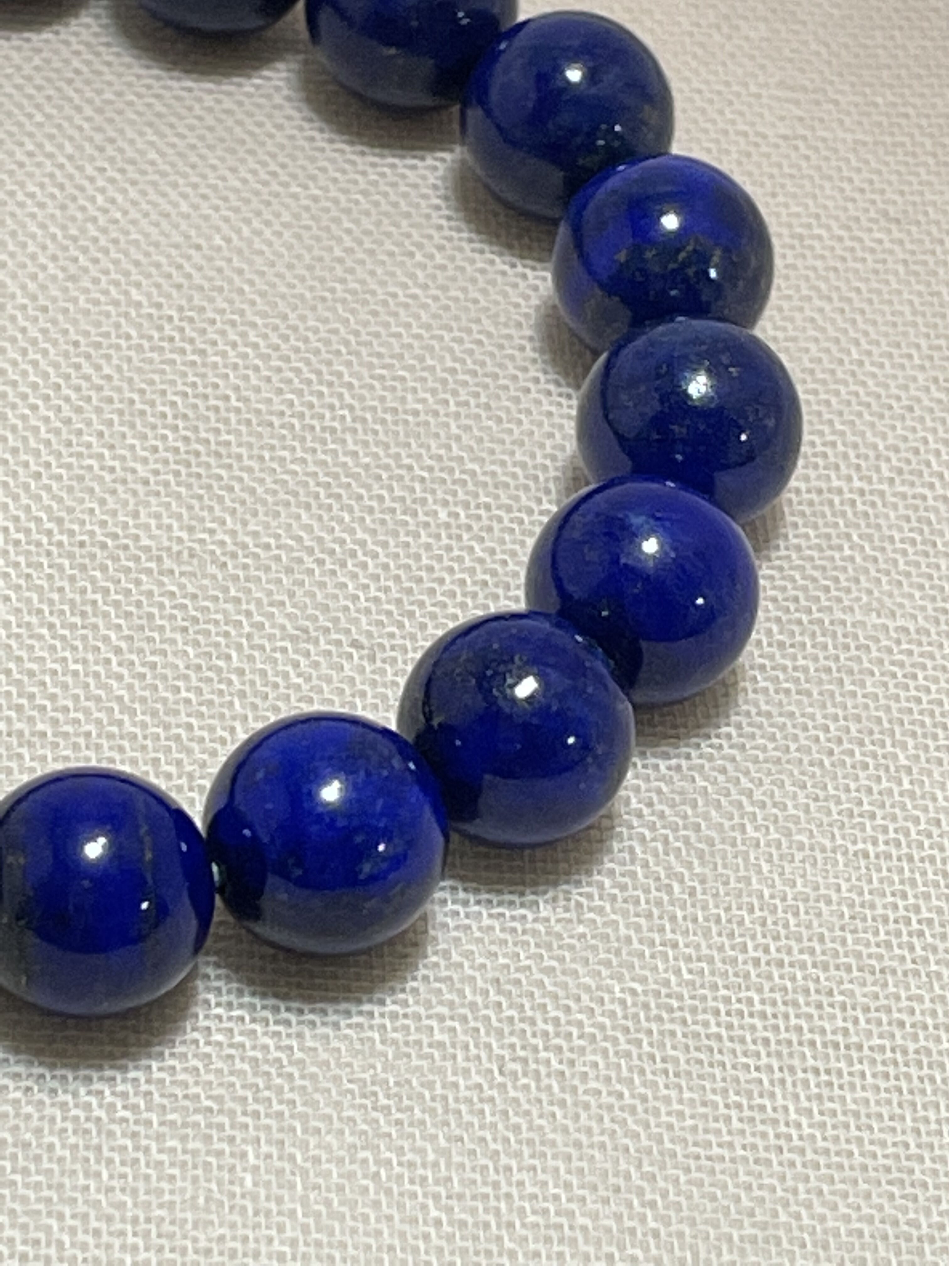 高品質ラピスラズリ（最高級）ブレスレット 10mm 玉 内径役16.5cm