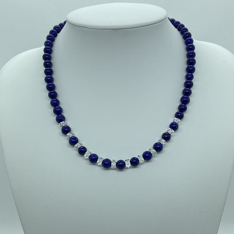 高品質ラビスラズリとボタンカット型水晶のネックレス | TIRORI