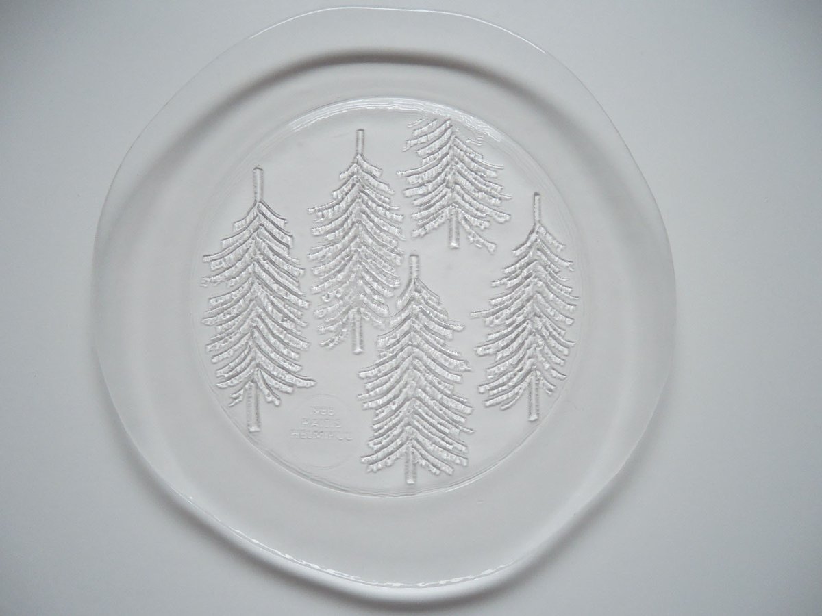 ヴィンテージ  Kuusi ガラスプレート　(30cm) iittala kuusi glass plate 30cm | retro number