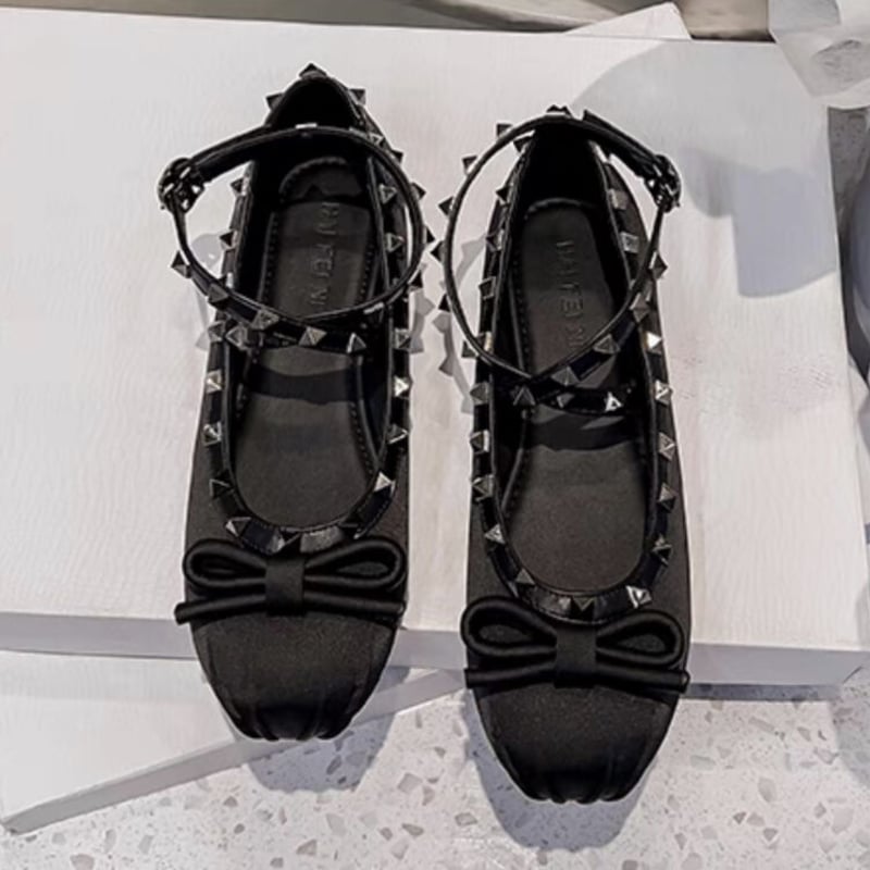 スタッズリボンバレエシューズ | HANNA CLOSET online