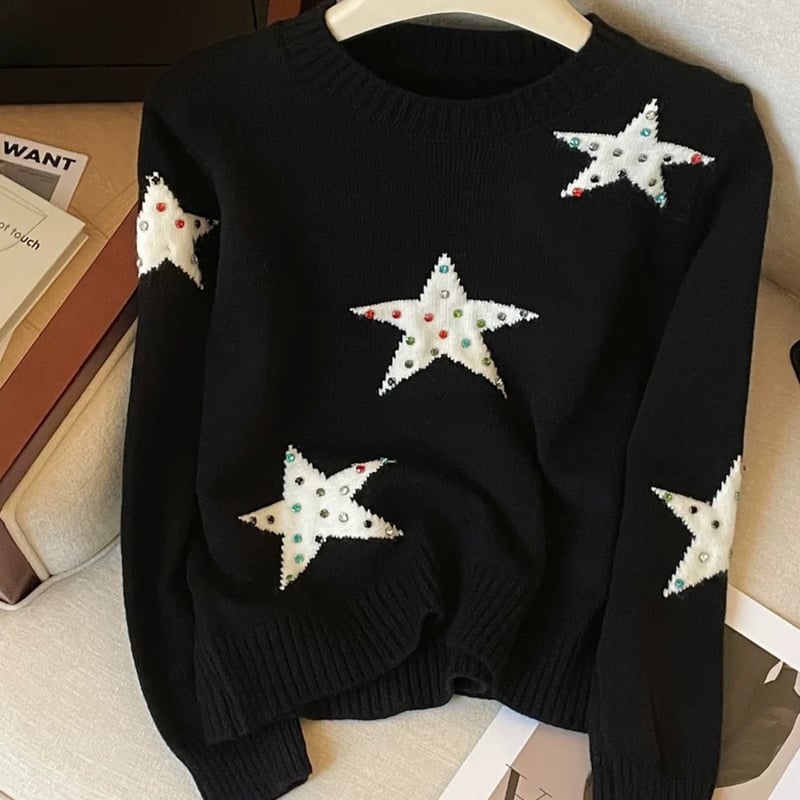 ビジュー付きスターニット | HANNA CLOSET online 