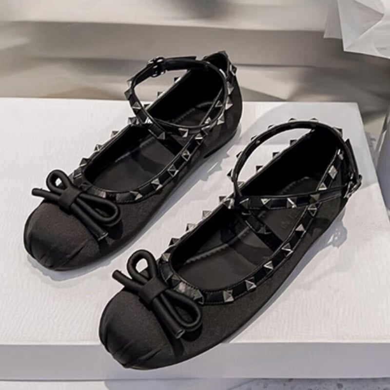 ⭐️極美品⭐️　yukoimanishi+　バレエシューズ　バレリーナ　リボン スタッズリボンバレエシューズ | HANNA CLOSET online