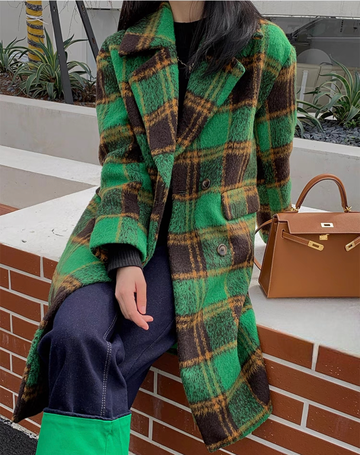グリーンチェックオーバーコート | HANNA CLOSET online